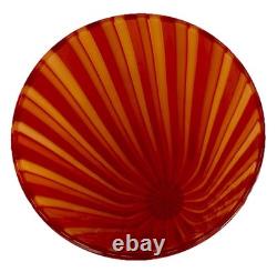 Cenedese Murano Orange Red Stripes Art Glass Vase Hand Blown 15.25 Signed Italy