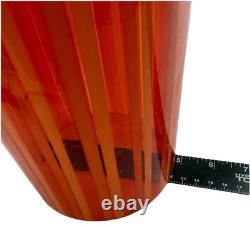 Cenedese Murano Orange Red Stripes Art Glass Vase Hand Blown 15.25 Signed Italy