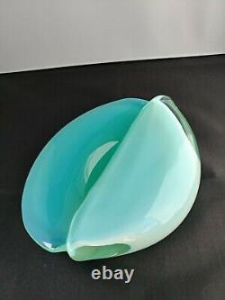 Cenedese signed Murano opaline clam shell bowl Gorgeous