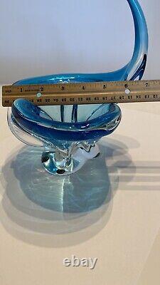 Chalet Glass Murano Lorraine Art Colbalt Blue Abstract Hand Blown Bowl