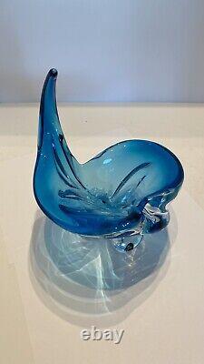 Chalet Glass Murano Lorraine Art Colbalt Blue Abstract Hand Blown Bowl