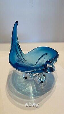 Chalet Glass Murano Lorraine Art Colbalt Blue Abstract Hand Blown Bowl