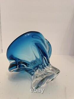 Chalet Glass Murano Lorraine Art Colbalt Blue Abstract Hand Blown Bowl