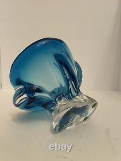 Chalet Glass Murano Lorraine Art Colbalt Blue Abstract Hand Blown Bowl