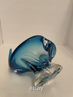 Chalet Glass Murano Lorraine Art Colbalt Blue Abstract Hand Blown Bowl