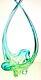 Chalet Lorraine Murano Vintage Uranium Aqua Glass Basket Art Collectibles Glows