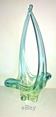 Chalet Lorraine Murano Vintage Uranium Aqua Glass Basket Art Collectibles Glows