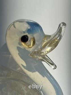 Circa 1940s Ercole Barovier Murano Italy Gold Leaf Opalescent Glass Duck LABEL