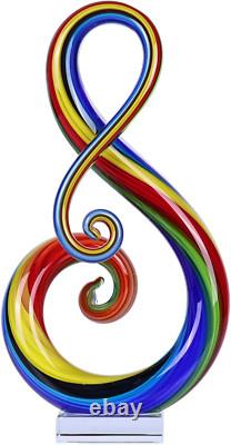 Colorful Hand-Blown Murano Glass Music Note Sculptures for Home Decor