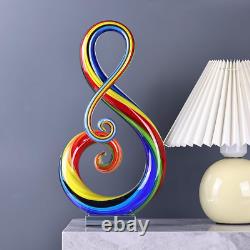 Colorful Hand-Blown Murano Glass Music Note Sculptures for Home Decor