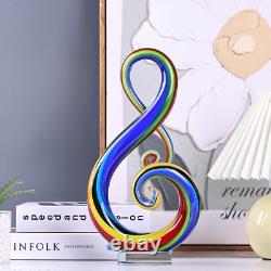 Colorful Hand-Blown Murano Glass Music Note Sculptures for Home Decor