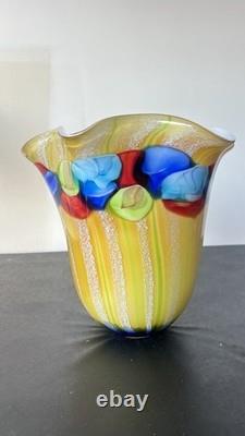 Contemporary Medium Sized Heavy Mouth Blown Glass Vase