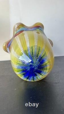 Contemporary Medium Sized Heavy Mouth Blown Glass Vase