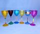Cordial Glasses By A. Salviati For Murano Vintage Hand Blown & Painted Set Of 6