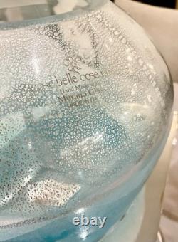 Cose Belle Cose Rare Hand Blown Murano Glass Vase with Chrome Stand Aqua 13x8