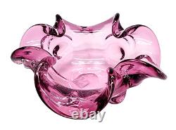 Cyan Design Abbie Pink Medium blown glass bowl UNIQUE SHAPE Murano Style Home De