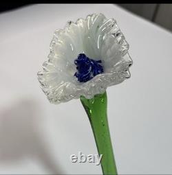 DEFECTIVE Lot Of 12 Vtg Murano Style Hand Blown Art Glass Long Stem Flo G3D