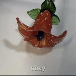 DEFECTIVE Lot Of 12 Vtg Murano Style Hand Blown Art Glass Long Stem Flo G3D