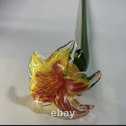 DEFECTIVE Lot Of 12 Vtg Murano Style Hand Blown Art Glass Long Stem Flo G3D