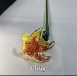 DEFECTIVE Lot Of 12 Vtg Murano Style Hand Blown Art Glass Long Stem Flo G3D
