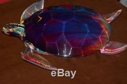 DINO ROSIN Original Hand Blown Murano Glass Lrg Sea Turtle Sculpture Calcedonia