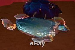 DINO ROSIN Original Hand Blown Murano Glass Lrg Sea Turtle Sculpture Calcedonia