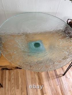 Dawn Taylor Signed Gallery 20 Art Glass Green Pedestal Murano Style Hand Blown