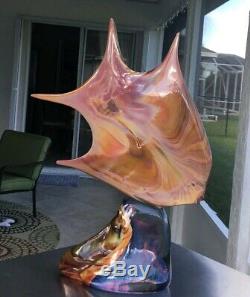 Dino Rosin ORIGINAL Hand Blown Murano Glass fish Double Signed Sculpture Early