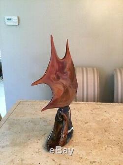 Dino Rosin ORIGINAL Hand Blown Murano Glass fish Double Signed Sculpture Early