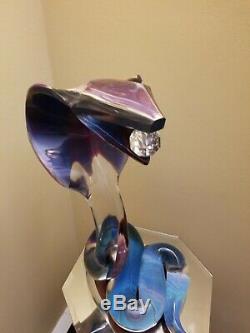 Dino Rosin Original Hand Blown Murano Glass Cobra Snake Crystal Facet Signed Art