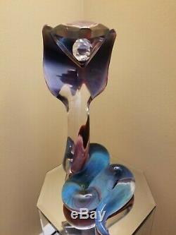 Dino Rosin Original Hand Blown Murano Glass Cobra Snake Crystal Facet Signed Art