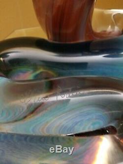 Dino Rosin Original Hand Blown Murano Glass Cobra Snake Crystal Facet Signed Art