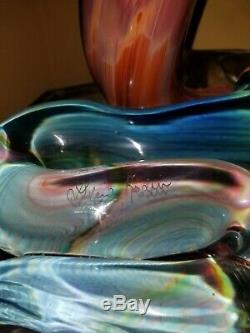 Dino Rosin Original Hand Blown Murano Glass Cobra Snake Crystal Facet Signed Art