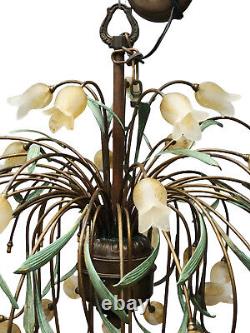 ELABORATE ITALIAN BRASS with HAND BLOWN MURANO GLASS TULIP CHANDELIER 32x28