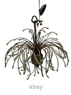 ELABORATE ITALIAN BRASS with HAND BLOWN MURANO GLASS TULIP CHANDELIER 32x28