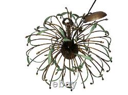 ELABORATE ITALIAN BRASS with HAND BLOWN MURANO GLASS TULIP CHANDELIER 32x28