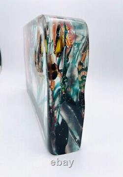 EXCEPTIONAL X LARGE MURANO BLOCK AQUARIUM FISH CENEDESE 1950s withLITE BASE