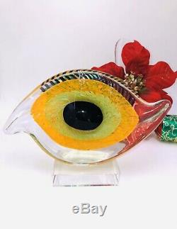EXTREMELY RARE VINTAGE ORIGINAL MURANO 50s GLASS EYE HAND BLOWN GLASS SCULPTURE