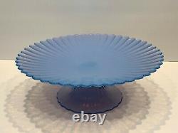 Effetre Murano Italy Opalescent Blue Glass 12.5 Cake Stand Dish