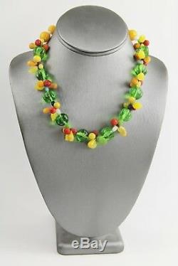 Estate Vintage Murano Hand Blown Carmen Miranda Glass Fruit Set Necklace Earring