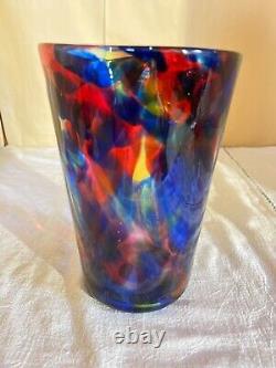 European/Italian Art Glass Vase-Murano-Multicolor, End of Day-Mid Century Modern