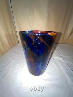 European/Italian Art Glass Vase-Murano-Multicolor, End of Day-Mid Century Modern