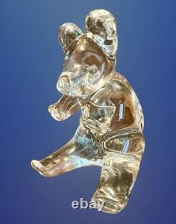 Exceptional Hand Blown Glass Teddy Bear Glows In Black Light Murano Italy
