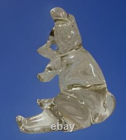 Exceptional Hand Blown Glass Teddy Bear Glows In Black Light Murano Italy