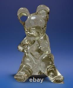 Exceptional Hand Blown Glass Teddy Bear Glows In Black Light Murano Italy