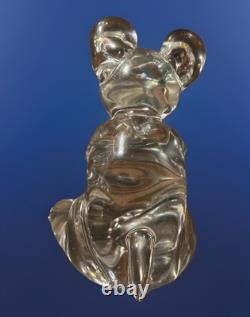 Exceptional Hand Blown Glass Teddy Bear Glows In Black Light Murano Italy