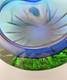 Exquisite Heavy 6.5 Vintage Murano Art Glass Geode Bowl Blue Green Clear Casing