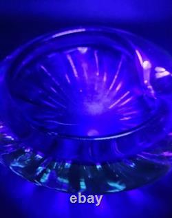 Exquisite Heavy 6.5 Vintage Murano Art Glass Geode Bowl Blue Green Clear Casing