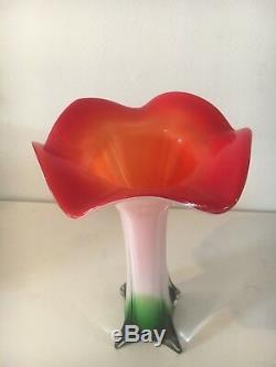 Extremely large murano glass Vase- Trumpet tulip flower hand blown art glass