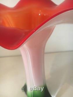 Extremely large murano glass Vase- Trumpet tulip flower hand blown art glass